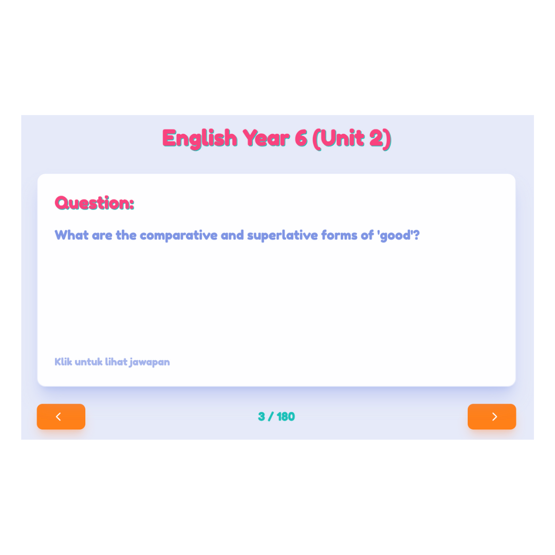 English Flashcard Screenshot - Learning Content