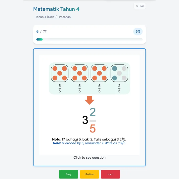 Screenshot Flashcard Matematik - Jawapan bergambar dengan nota