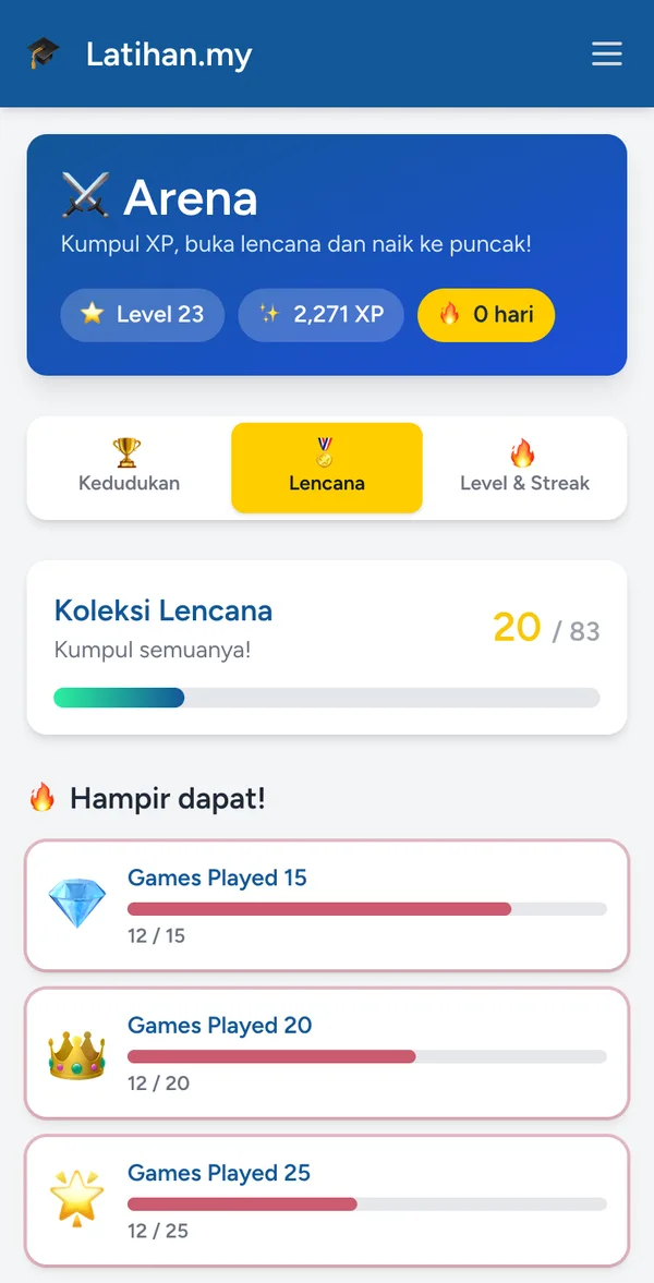 Koleksi lencana anak di telefon: 20 daripada 83 lencana, dengan lencana yang hampir dapat
